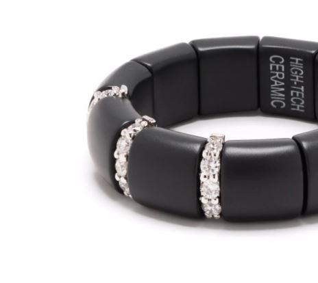 Кольцо из 18-каратного белого золота, черной керамики и бриллиантов