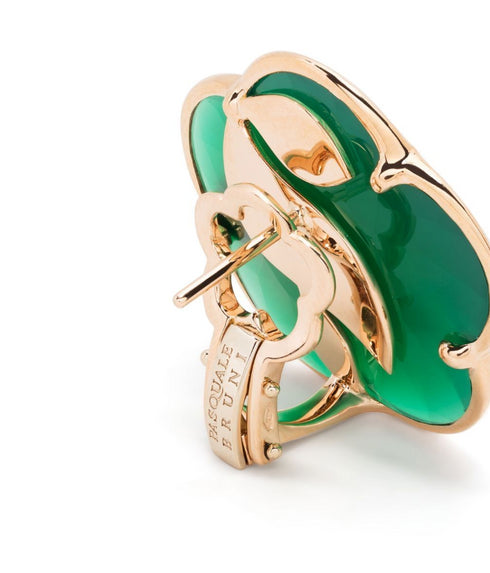 pendientes Ton Joli en oro rosa de 18kt con ágata verde y diamantes