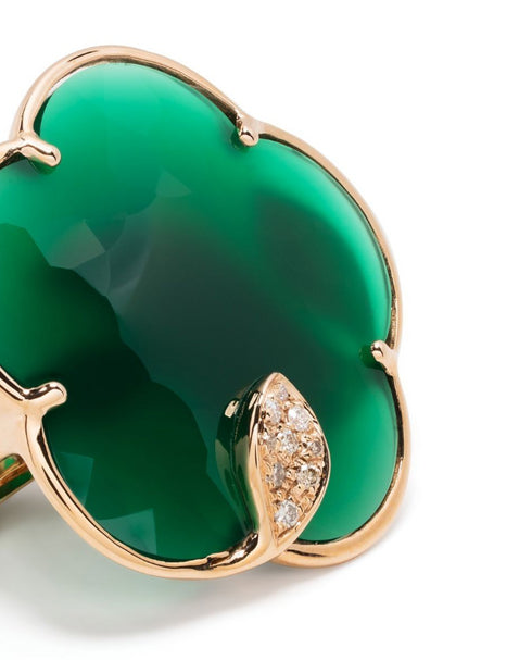 pendientes Ton Joli en oro rosa de 18kt con ágata verde y diamantes