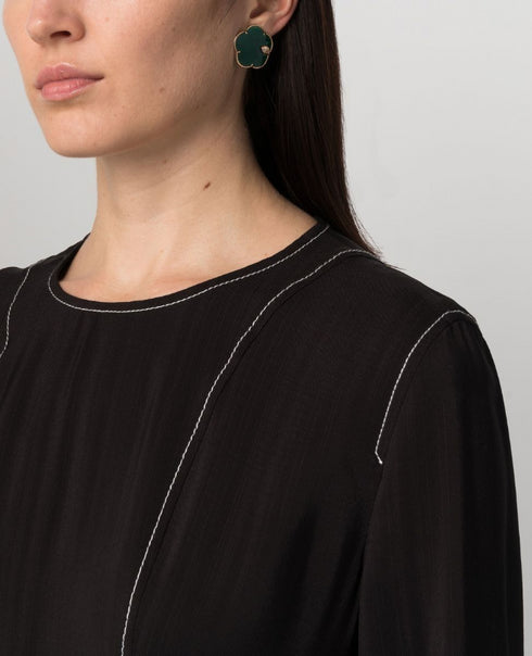 pendientes Ton Joli en oro rosa de 18kt con ágata verde y diamantes