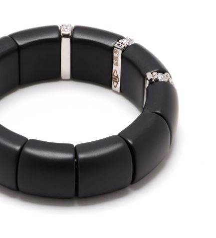 Кольцо из 18-каратного белого золота, черной керамики и бриллиантов