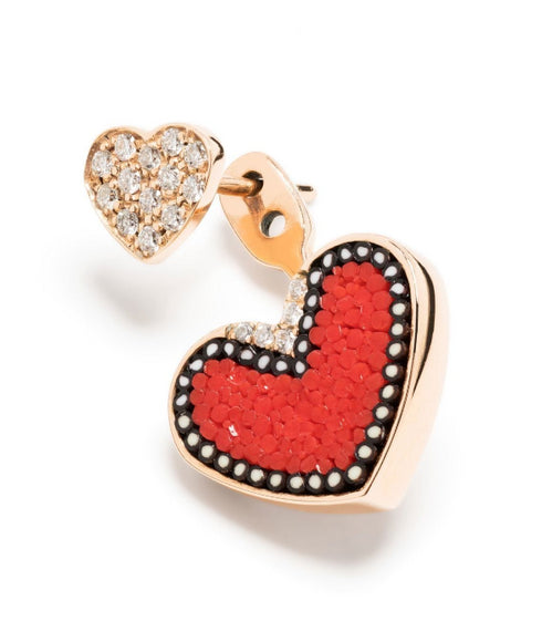 18kt rose gold heart-cut diamond drop earrings