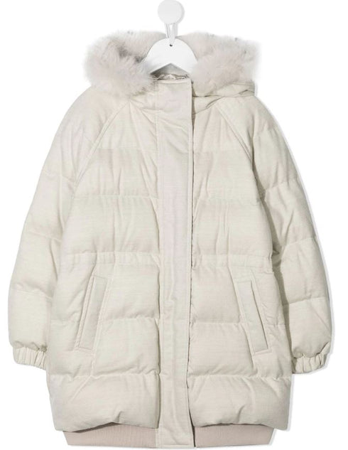 Padded jacket with faux fur trim