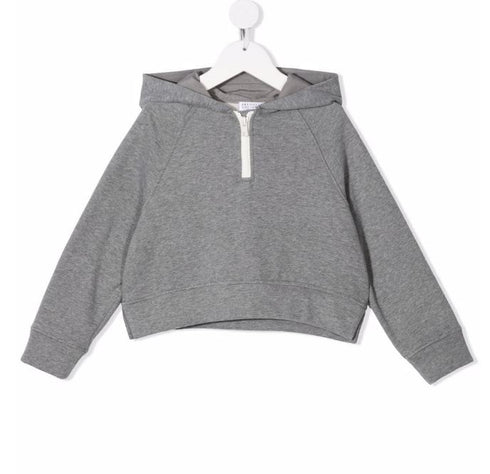 Cropped pullover hoodie