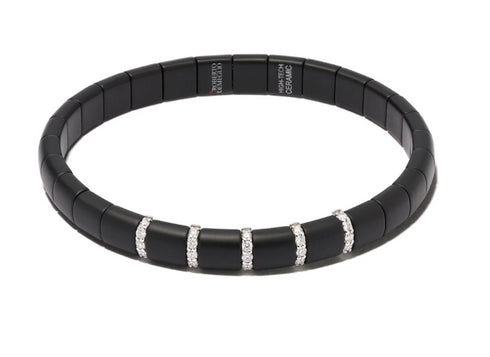 Браслет «Домино» из 18-каратного белого золота с бриллиантами и черной керамикой