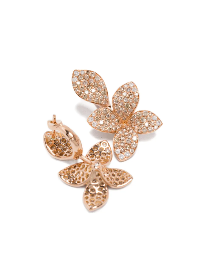 Pendientes Giardini Segreti en oro rosa de 18 quilates con diamantes 