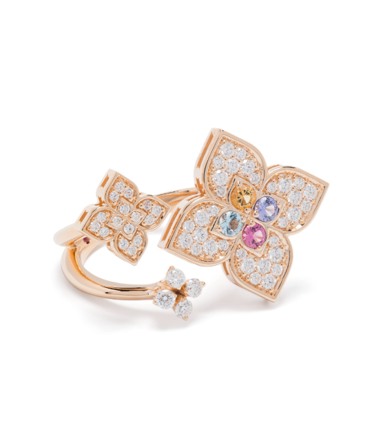 Anillo multipiedra Princesa Flor en oro rosa de 18 quilates 