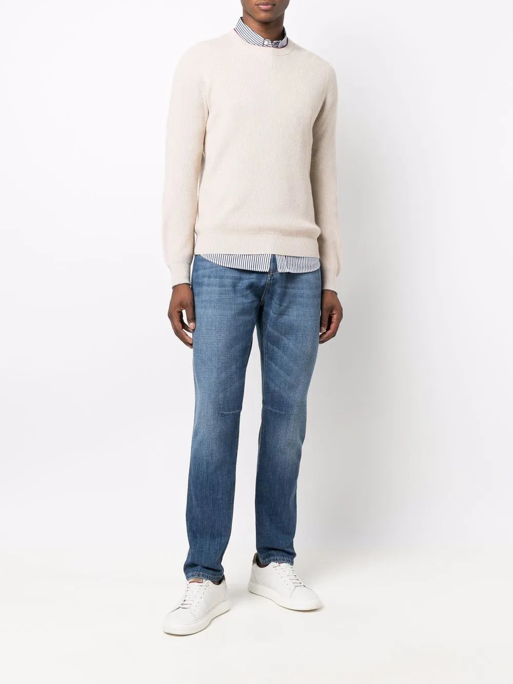light-wash straight-leg jeans