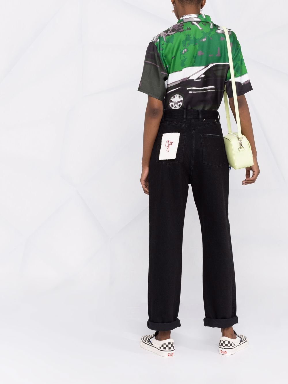 pantalones rectos con parche del logo 