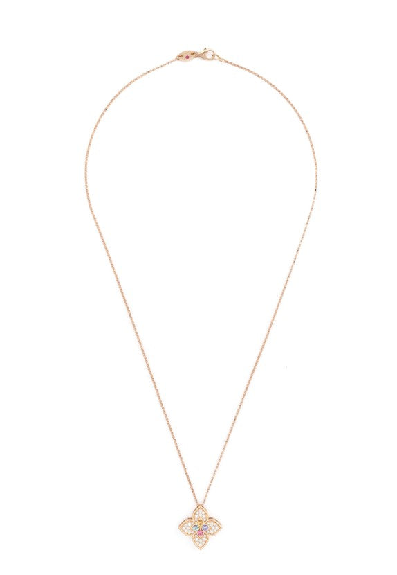 18K rose gold Princess Flower multi-stone necklace