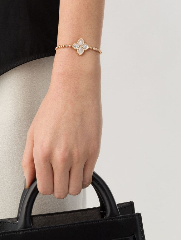 18kt rose gold mother of pearl Princess Flower diamond bracelet