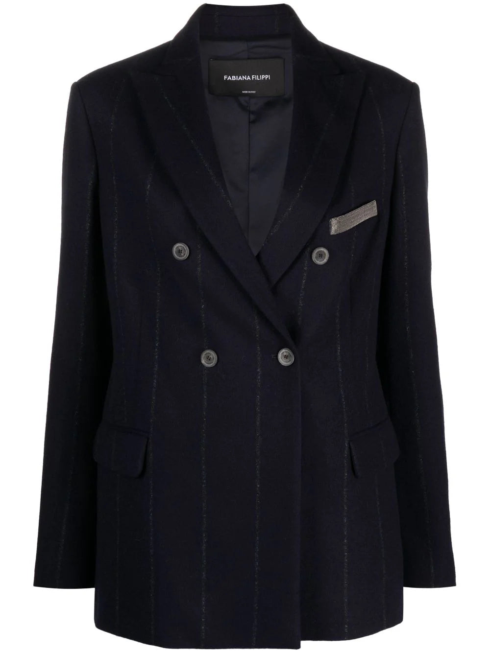 blazer cruzado con detalle de rayas 