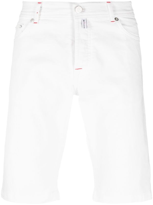pantalones cortos vaqueros con parche de logotipo 