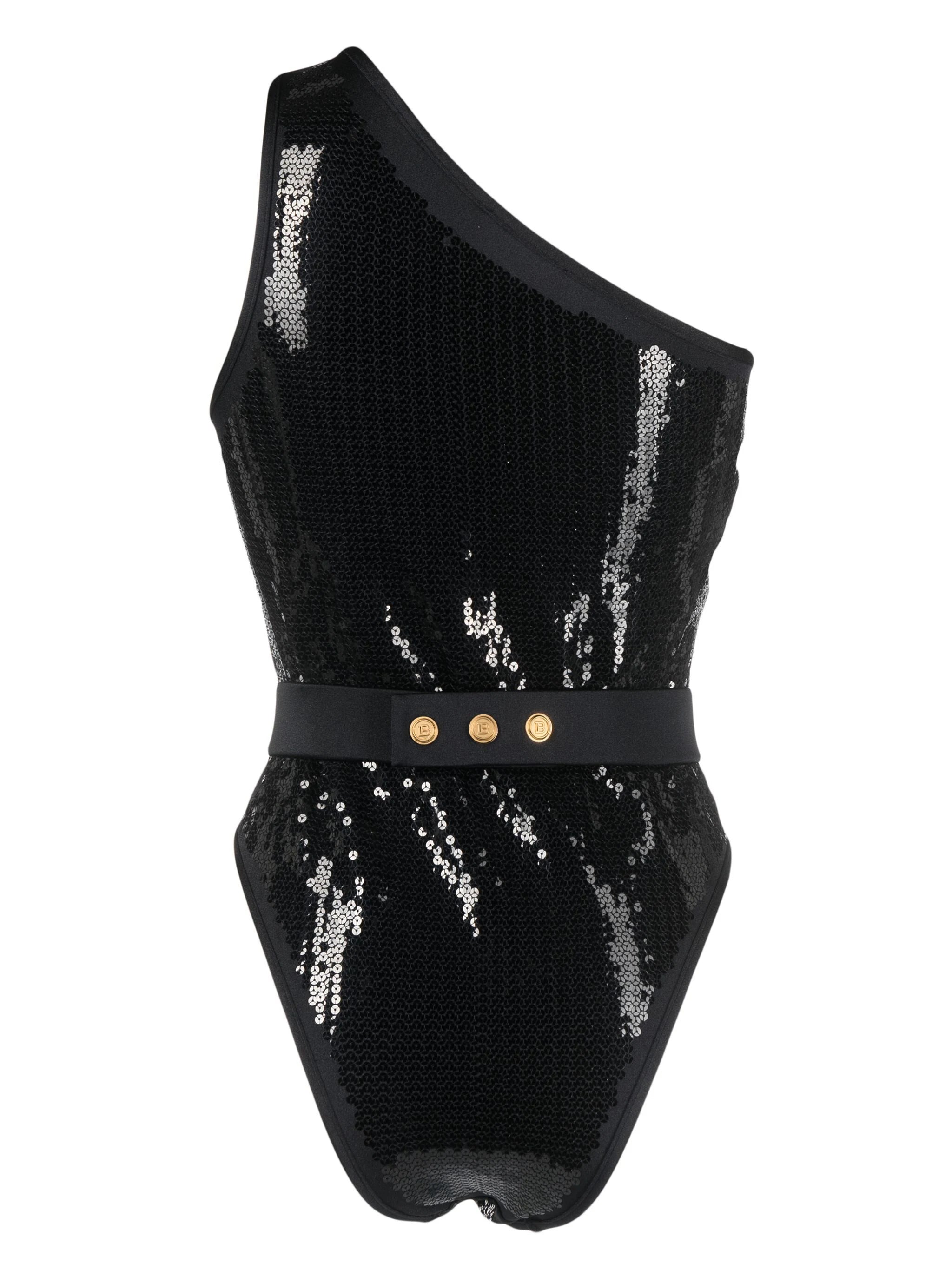 sequined one-shoulder swimsuit