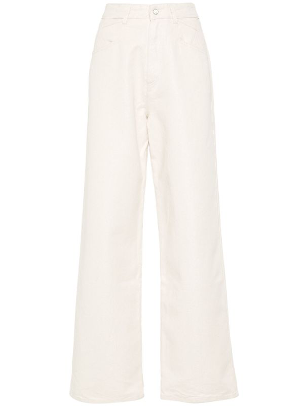 high-waisted straight-leg jeans