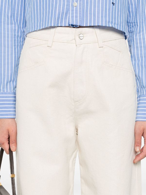 high-waisted straight-leg jeans