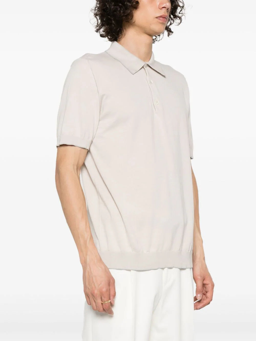 fine-ribbed polo shirt