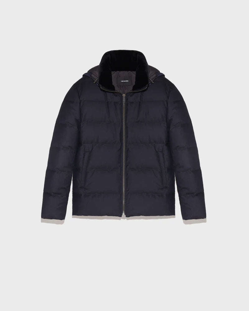 ANORAK CORTO CON CUELLO INTERIOR DE VISÓN ENCERADO 