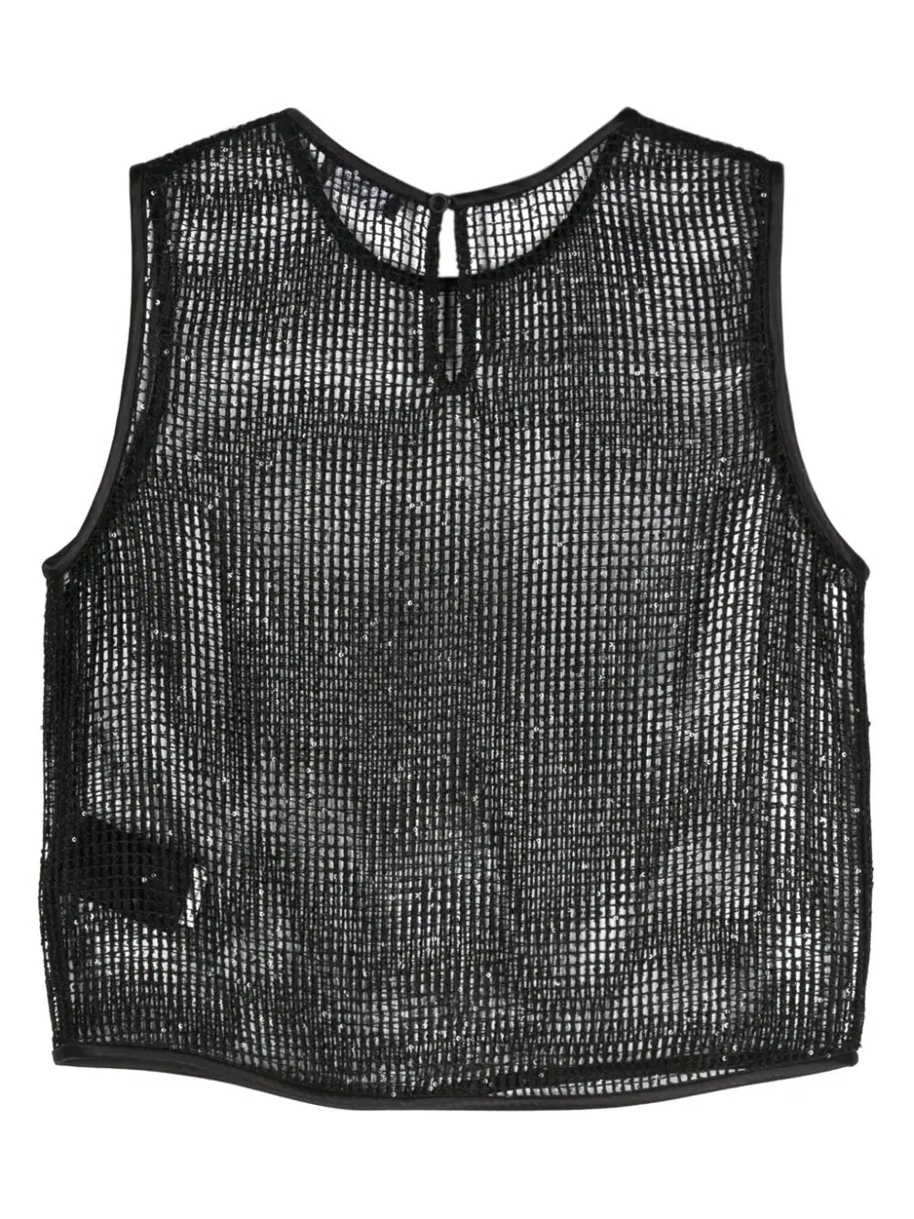 sequinned open-knit top