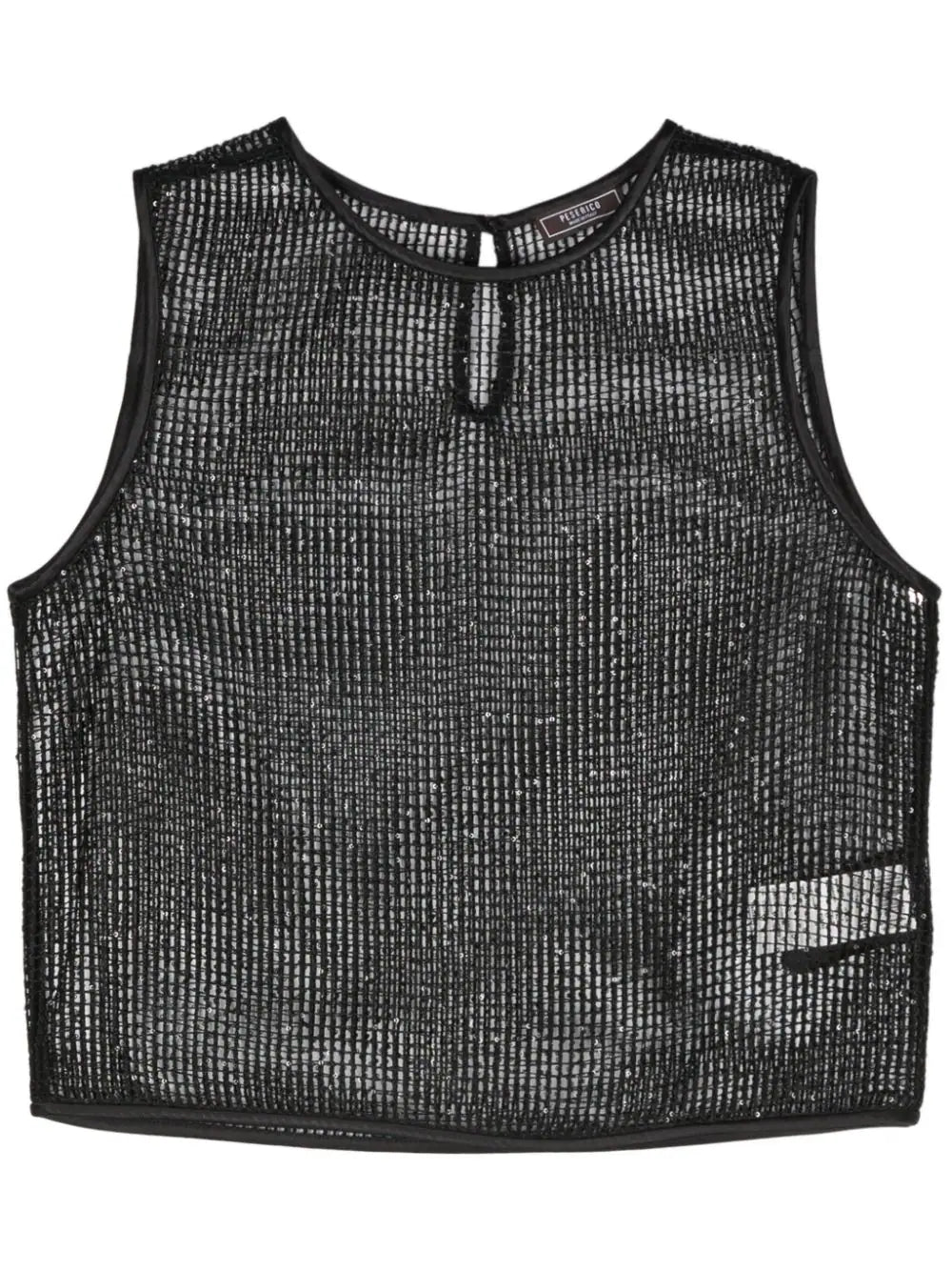 sequinned open-knit top