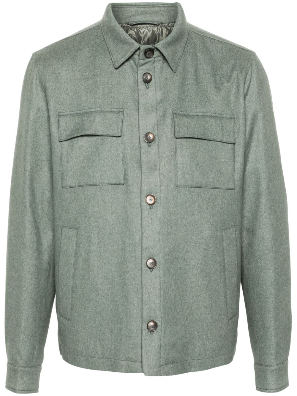 Chaqueta de camisa cepillada con botones 