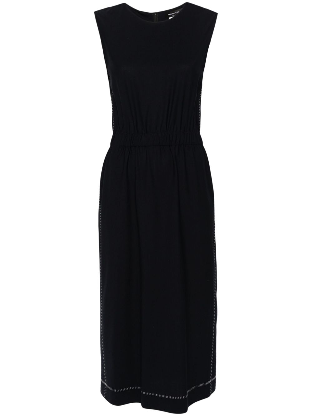 contrast-stitching midi dress