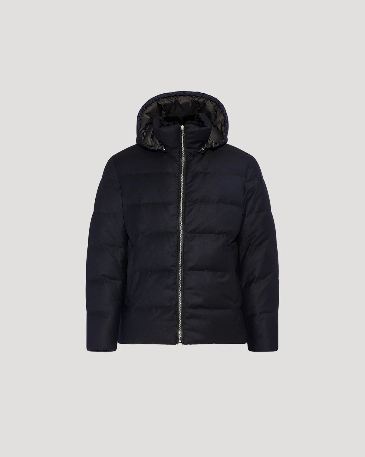 Короткий пуховик из ткани Loro Piana с отделкой норкой