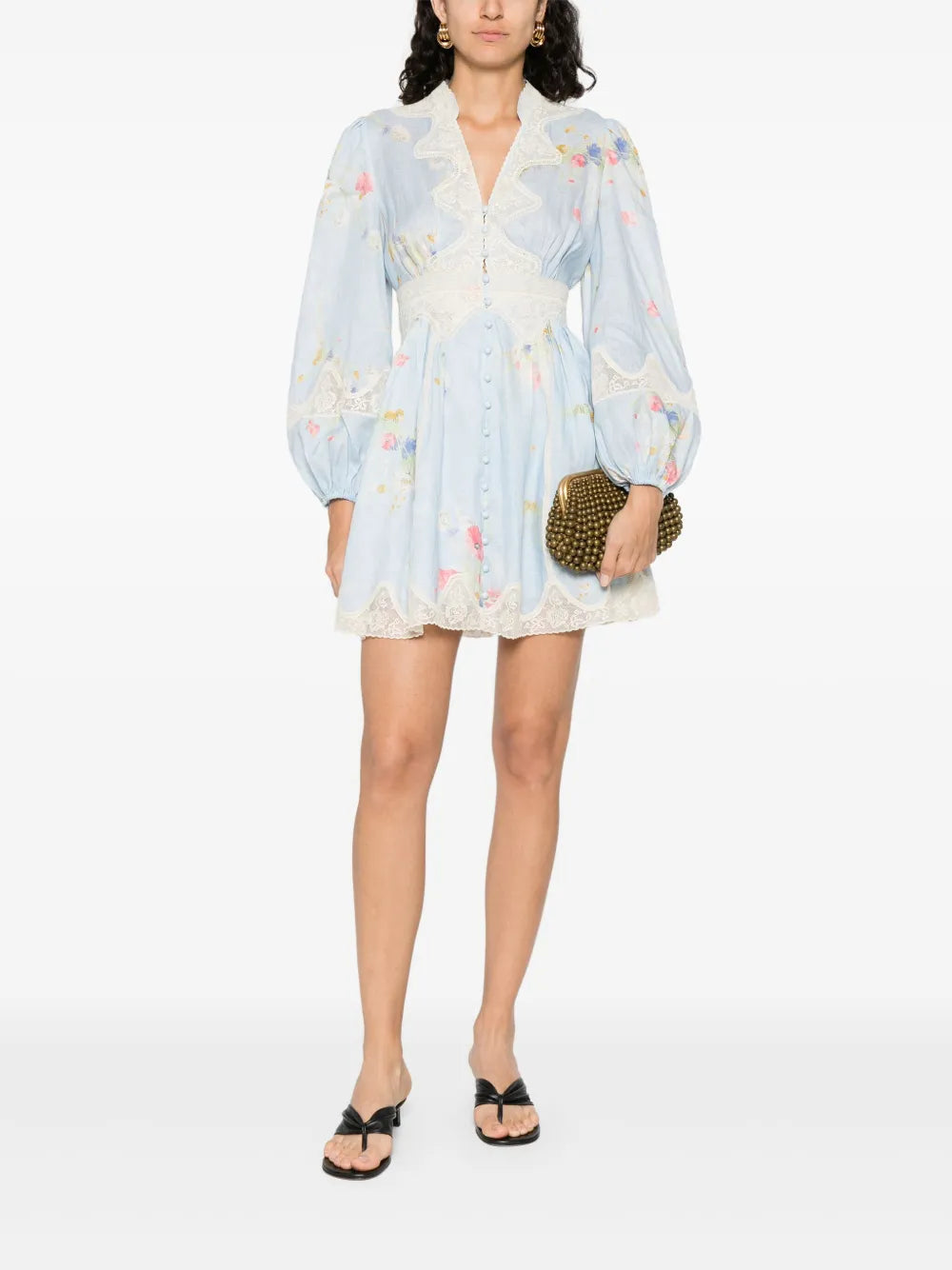 Lucky lace plunge mini dress