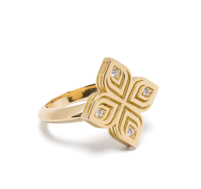 18kt yellow gold Arabesque Flower diamond ring