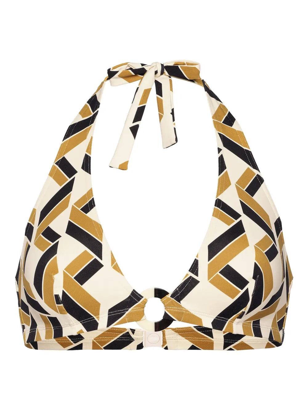 Dimension geometric-print triangle bikini top