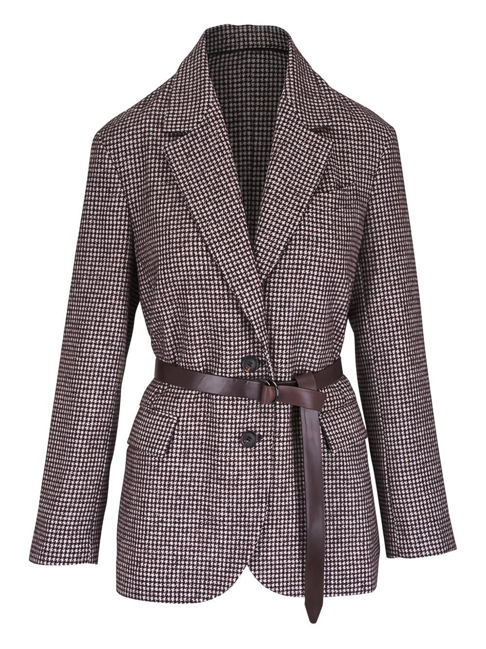 Blazer de pata de gallo con cinturón