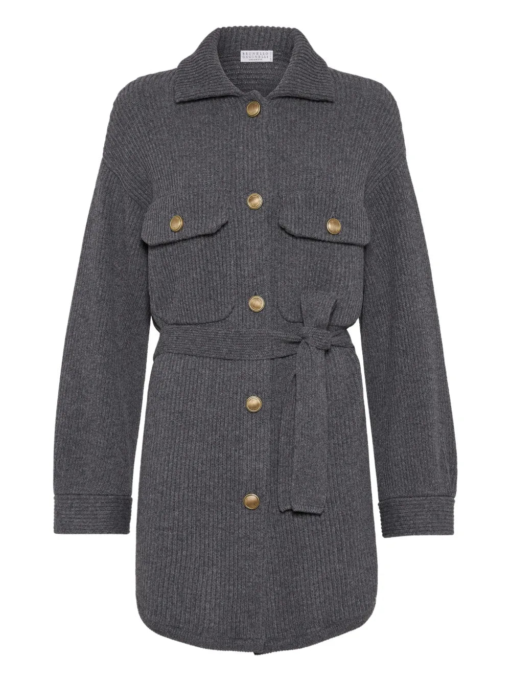 ribbed wool belted cardigan