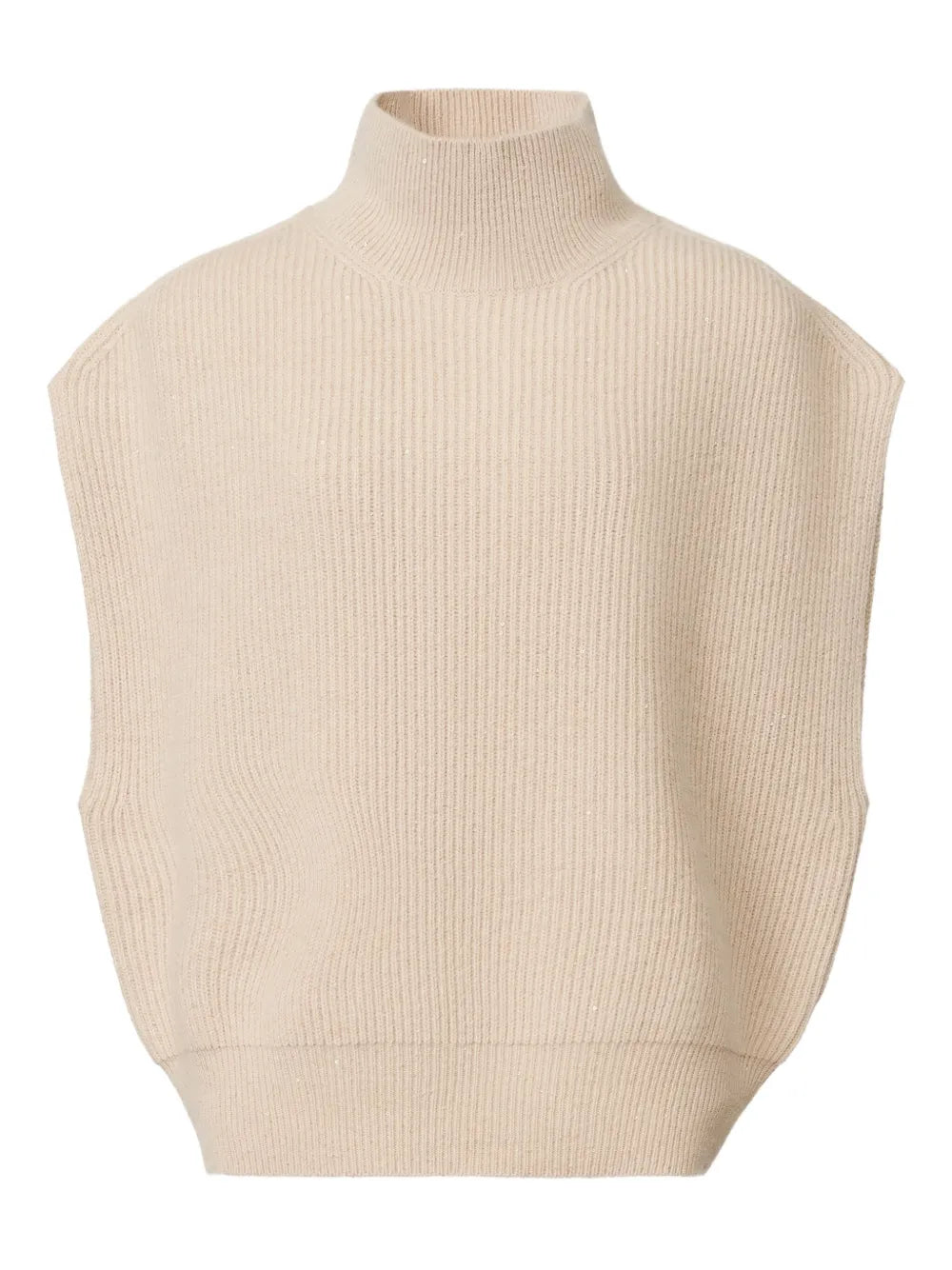 chaleco de punto acanalado de cuello alto