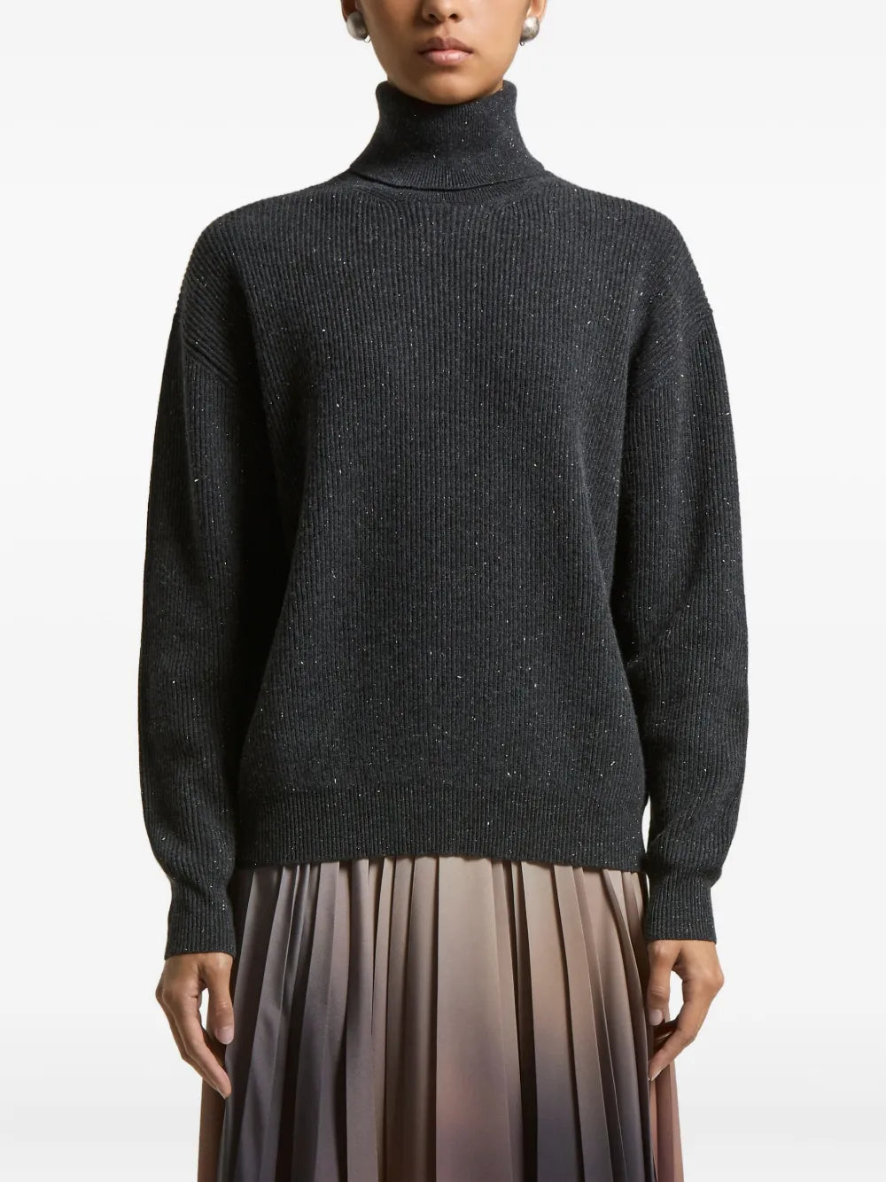 jersey de cuello alto con acabado brillante