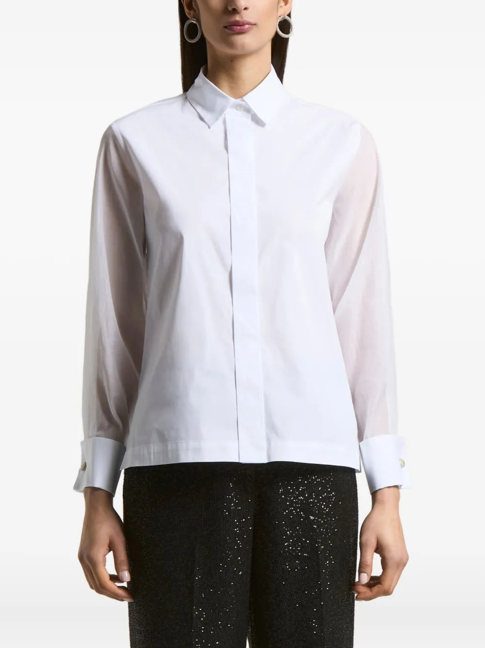 camisa de manga transparente