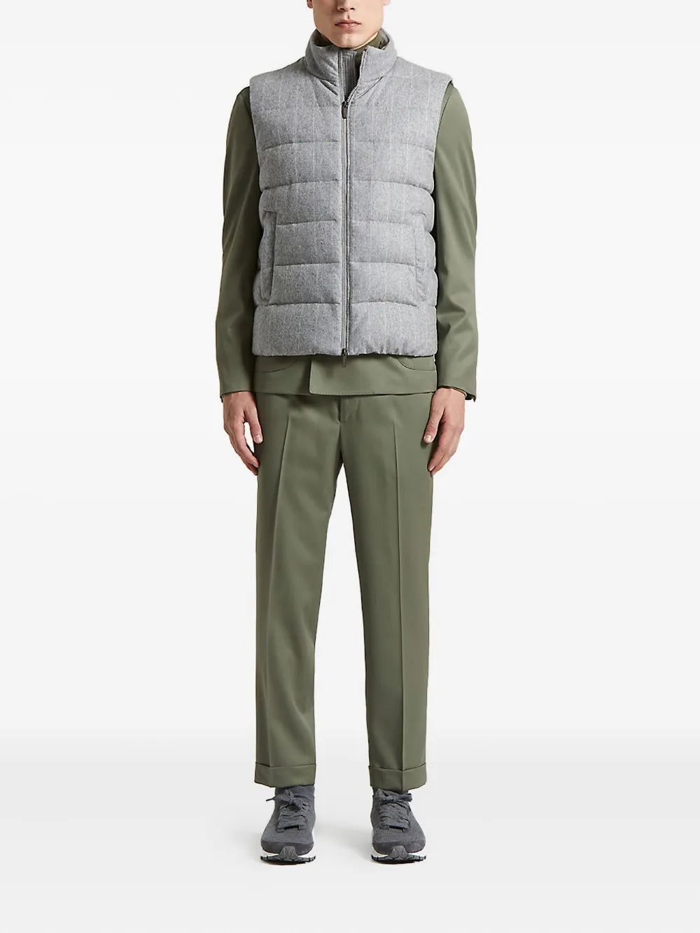 pinstripe quilted gilet
