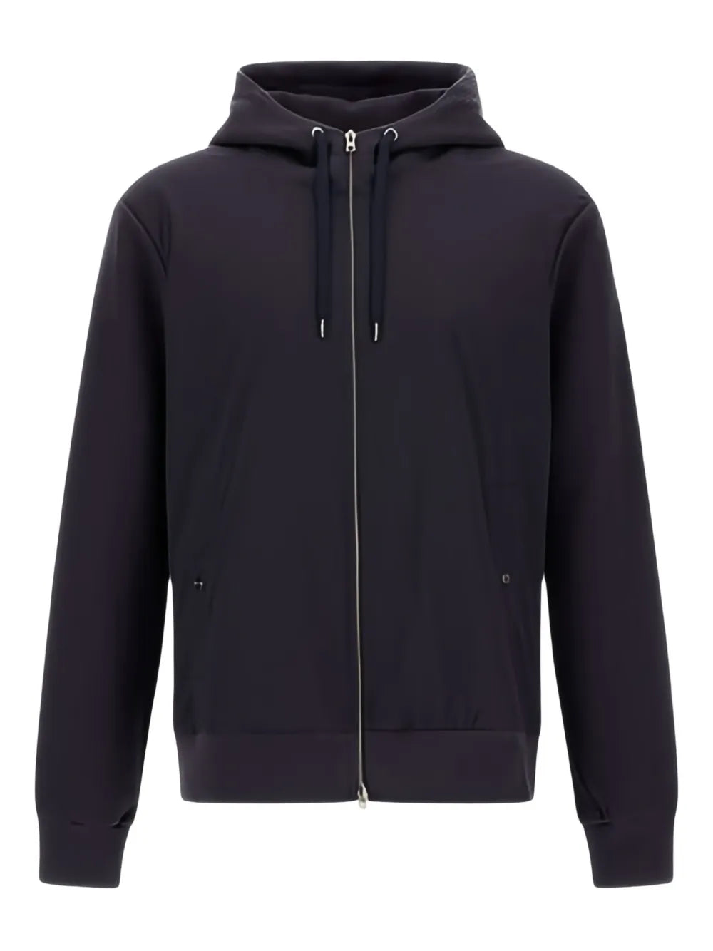 ribbed panelled zip-front hoodie