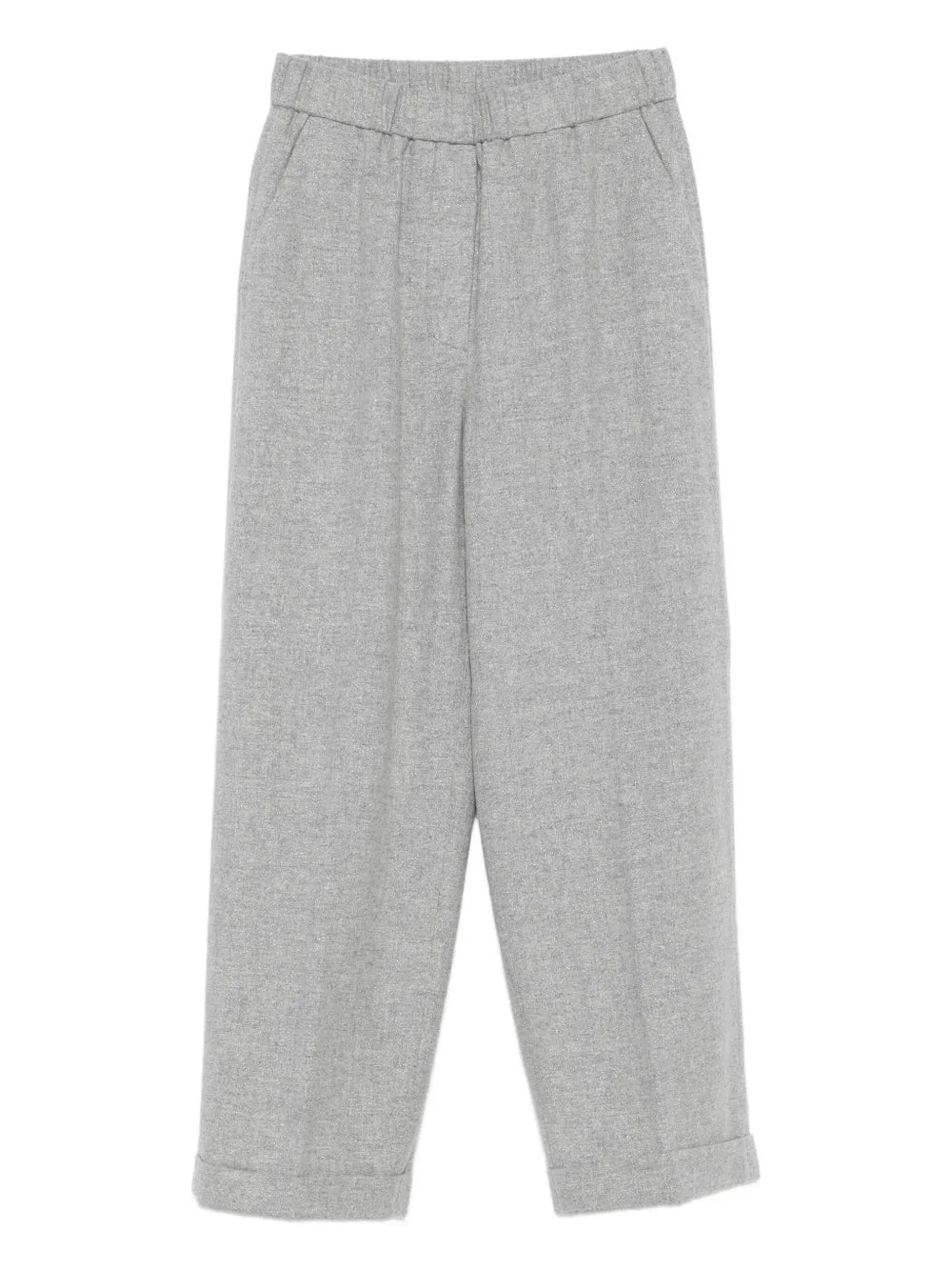 elastic-waist wool trousers