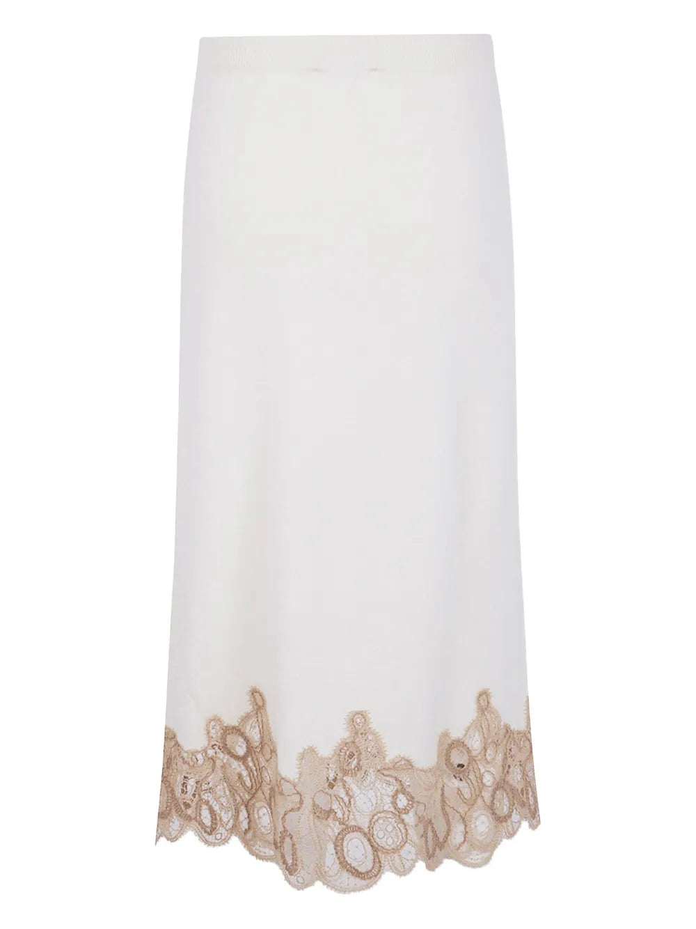 шерстяная юбка миди с кружевной отделкой