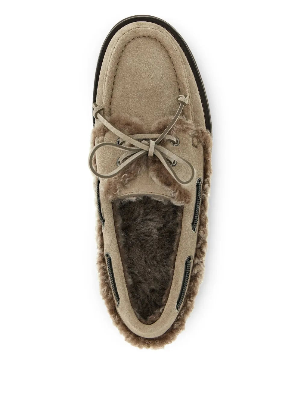 shearling-trimmed suede loafers