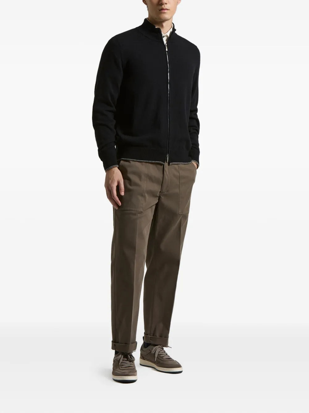 zip-up cardigan