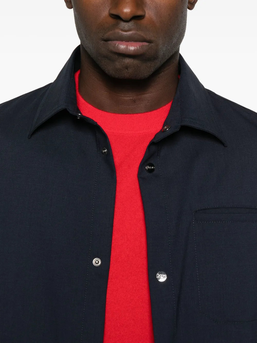 button-fastening pocket jacket