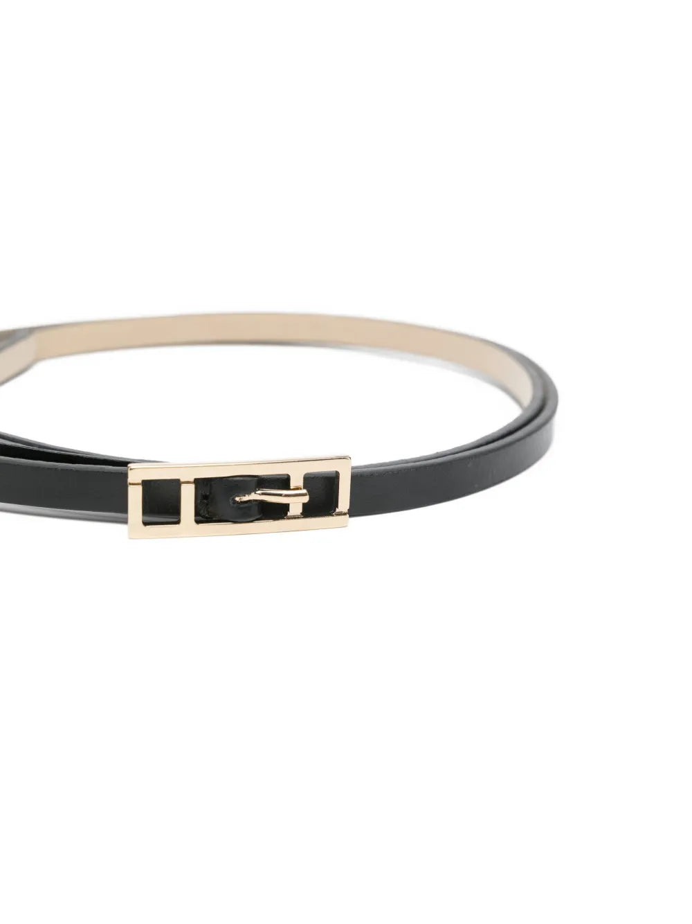 rectangular-buckle leather belt