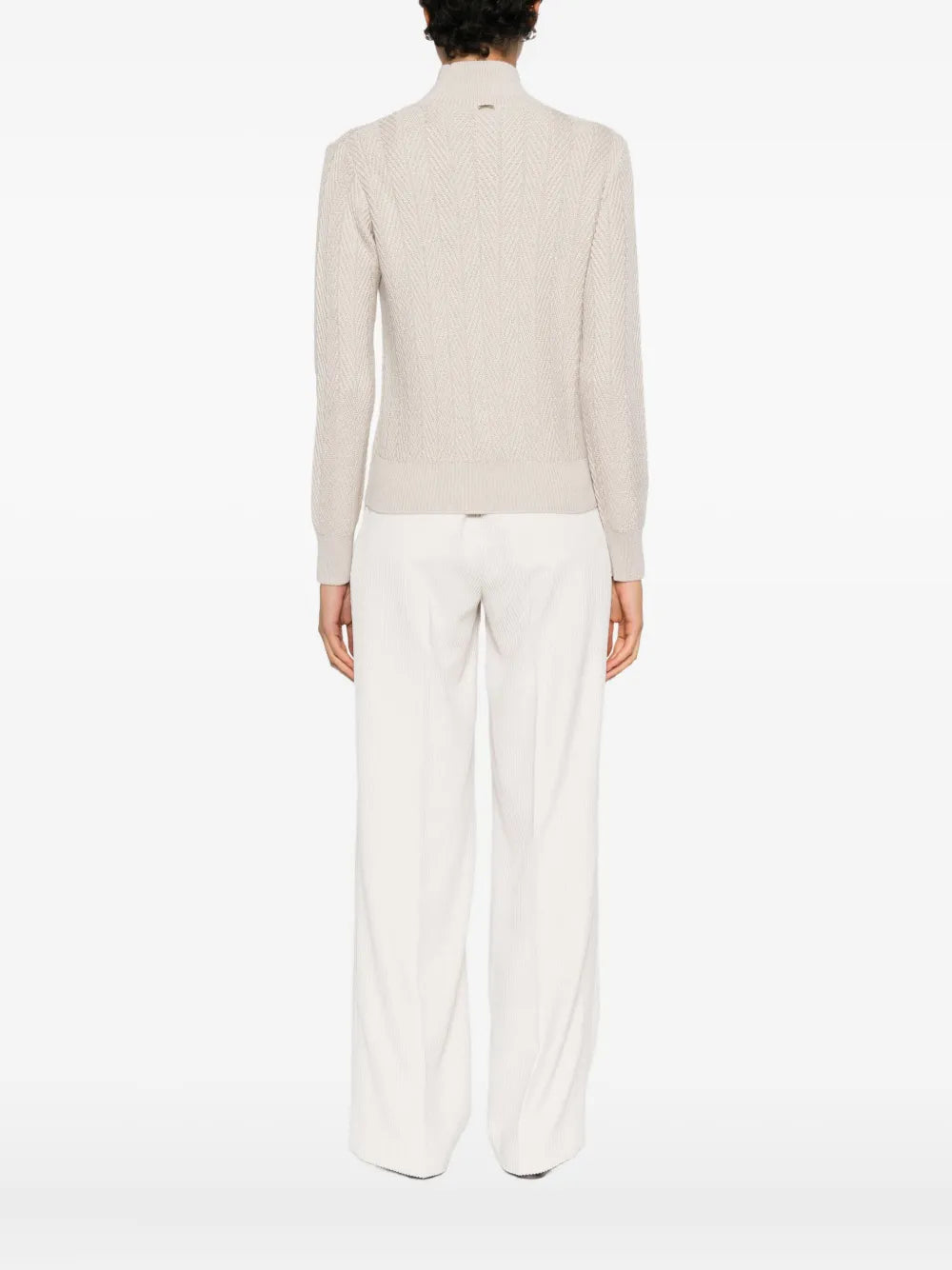 high-neck textured sweater