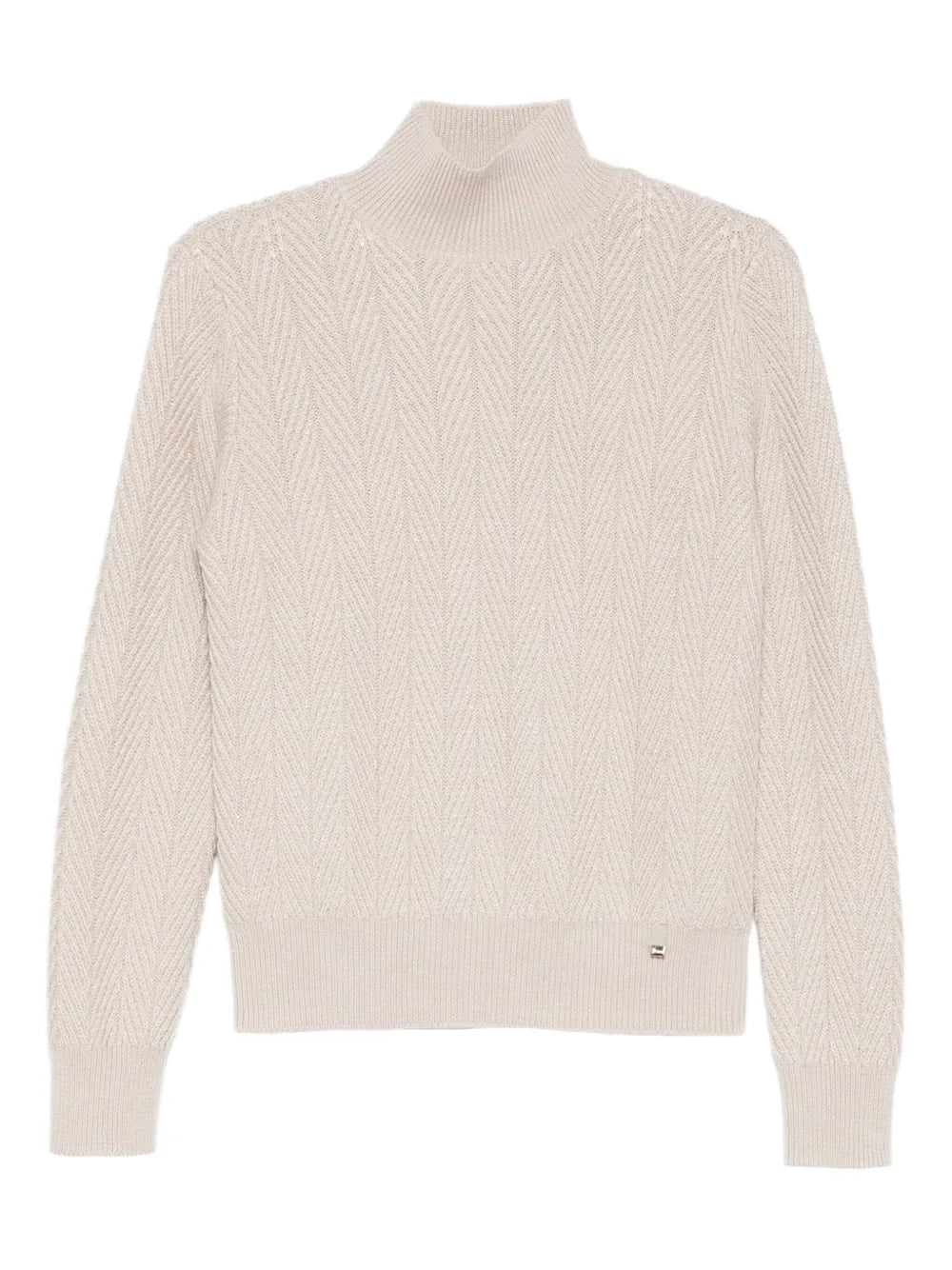 high-neck textured sweater