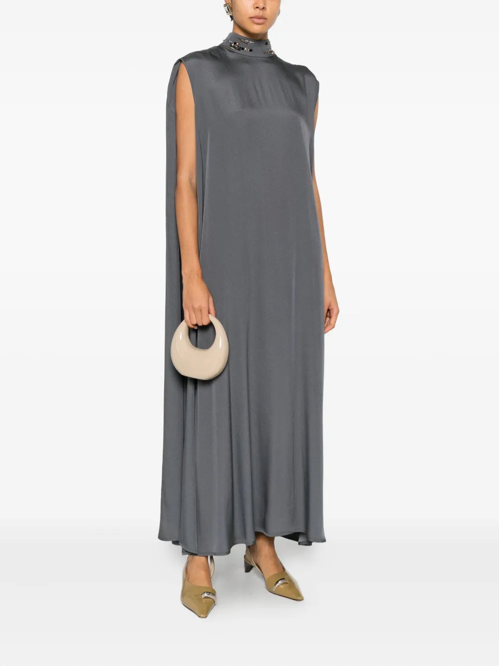 embellished high-neck dress