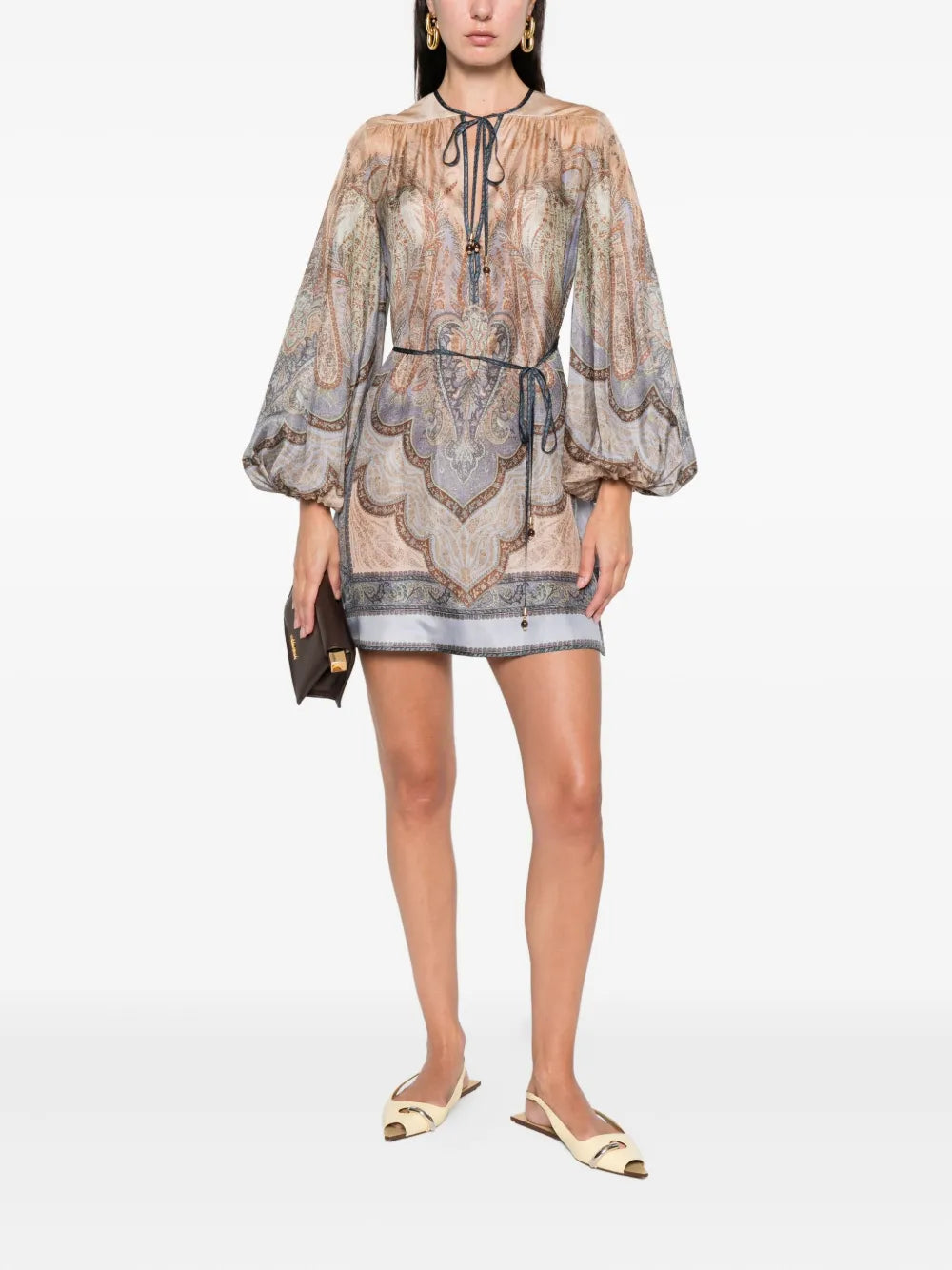 Wanderlust tie-neck mini dress