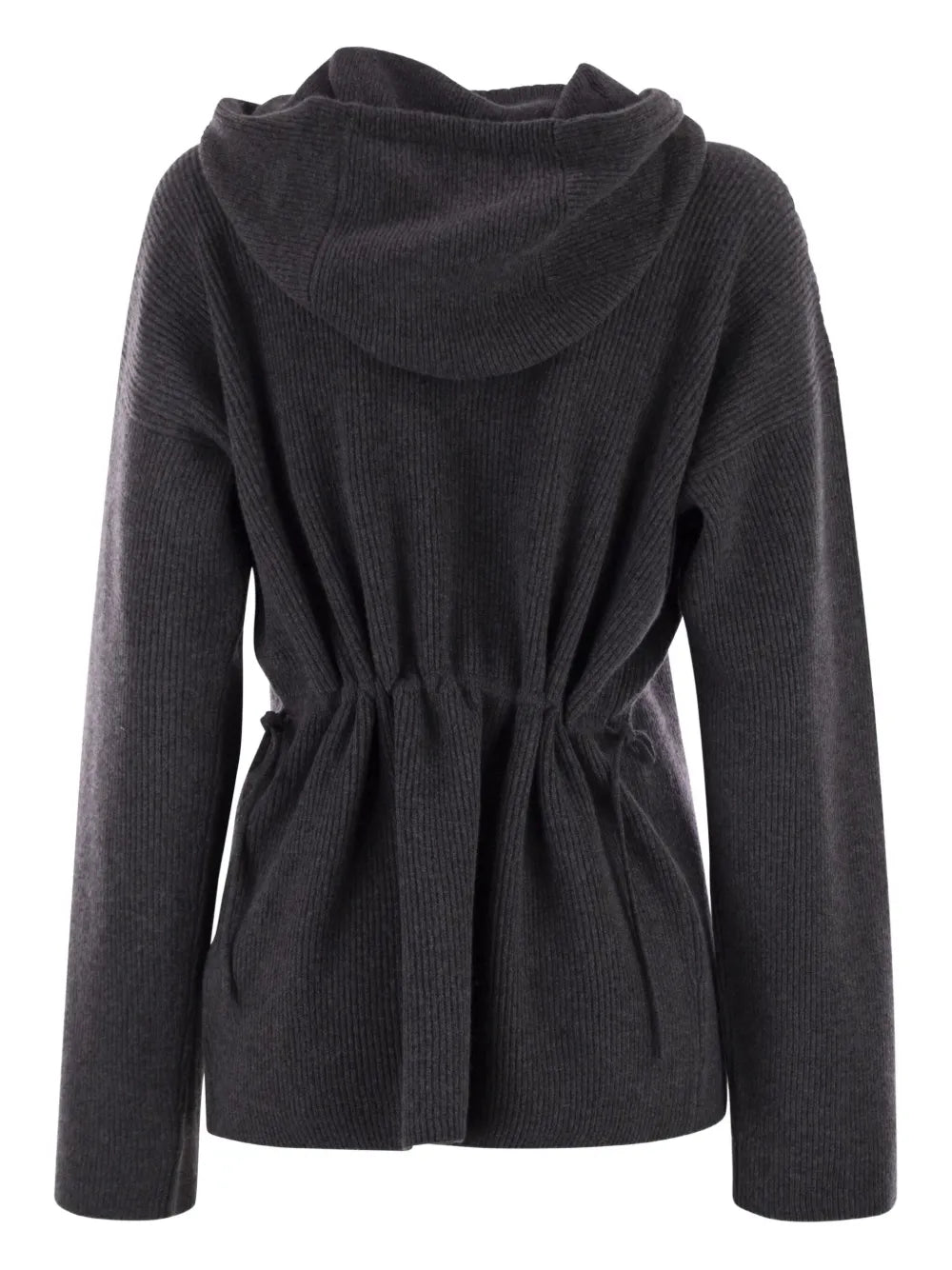 ribbed-knit hooded jumper
