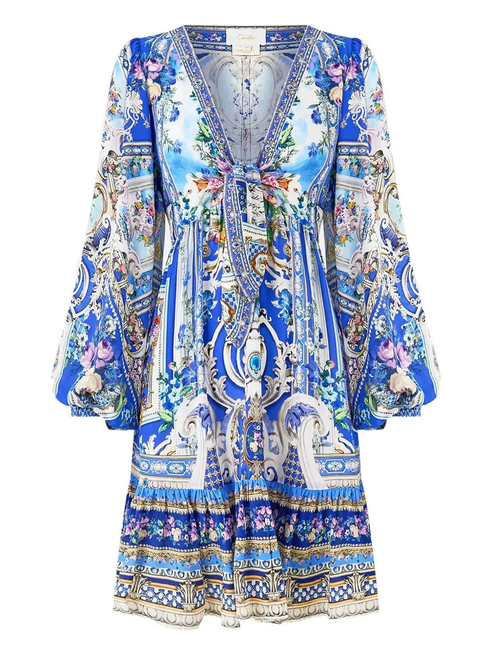 Minivestido con cuello de pico "Opulencia otomana"