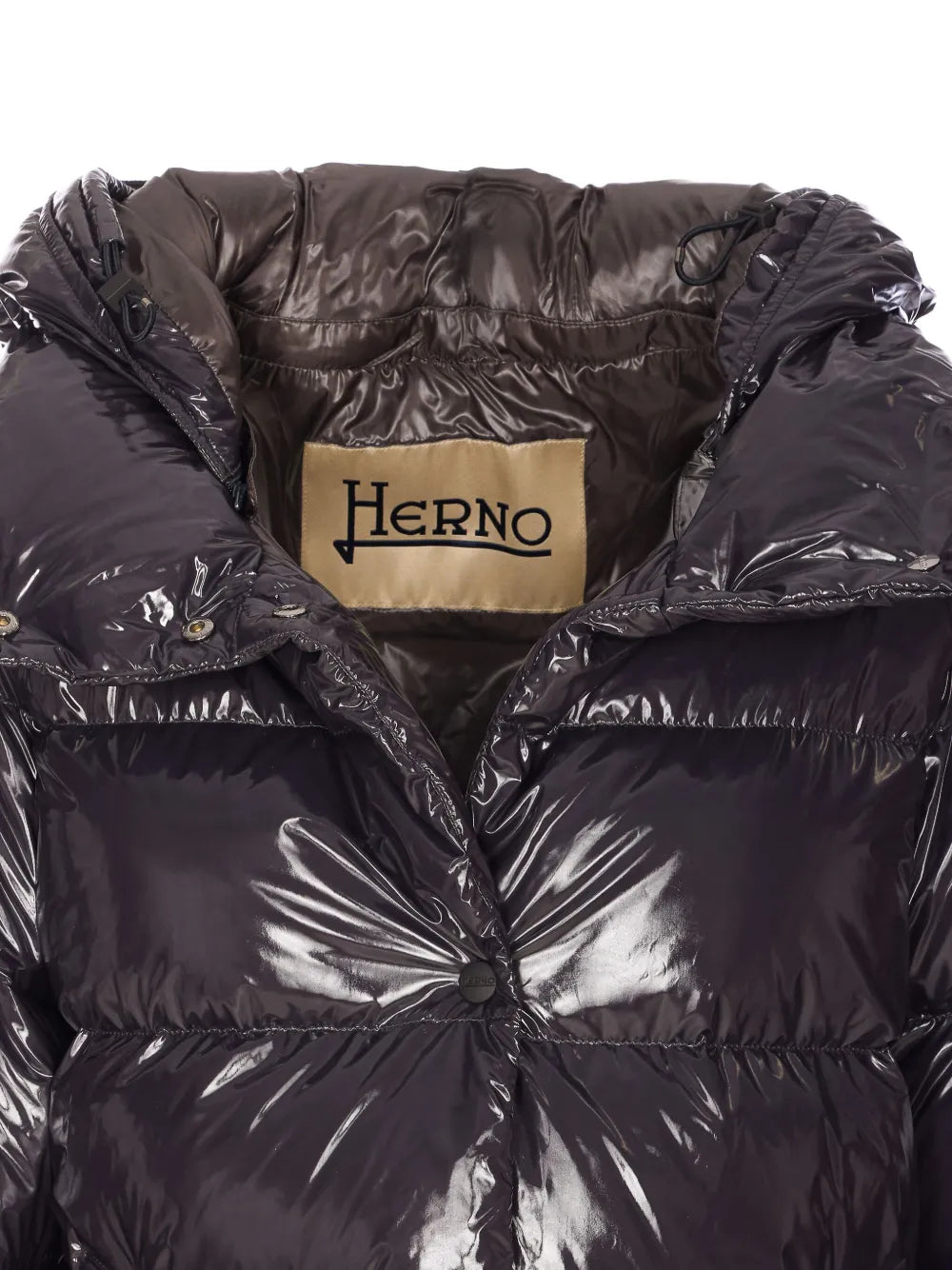press-stud fastening hooded coat